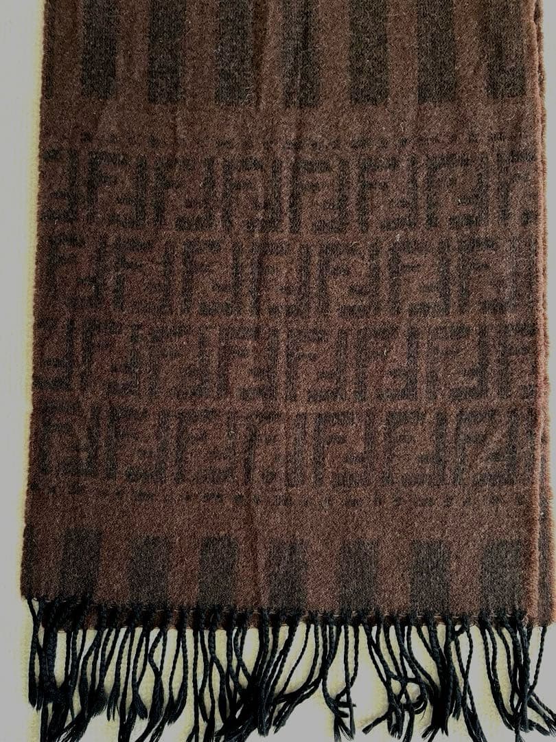 ◆FENDIフェンディ ズッカ柄 マフラー ブラウン USED 男女兼用◆