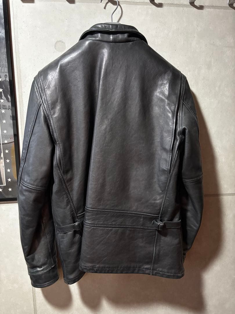 Schott ブラックレザー シングルライダースジャケット XL