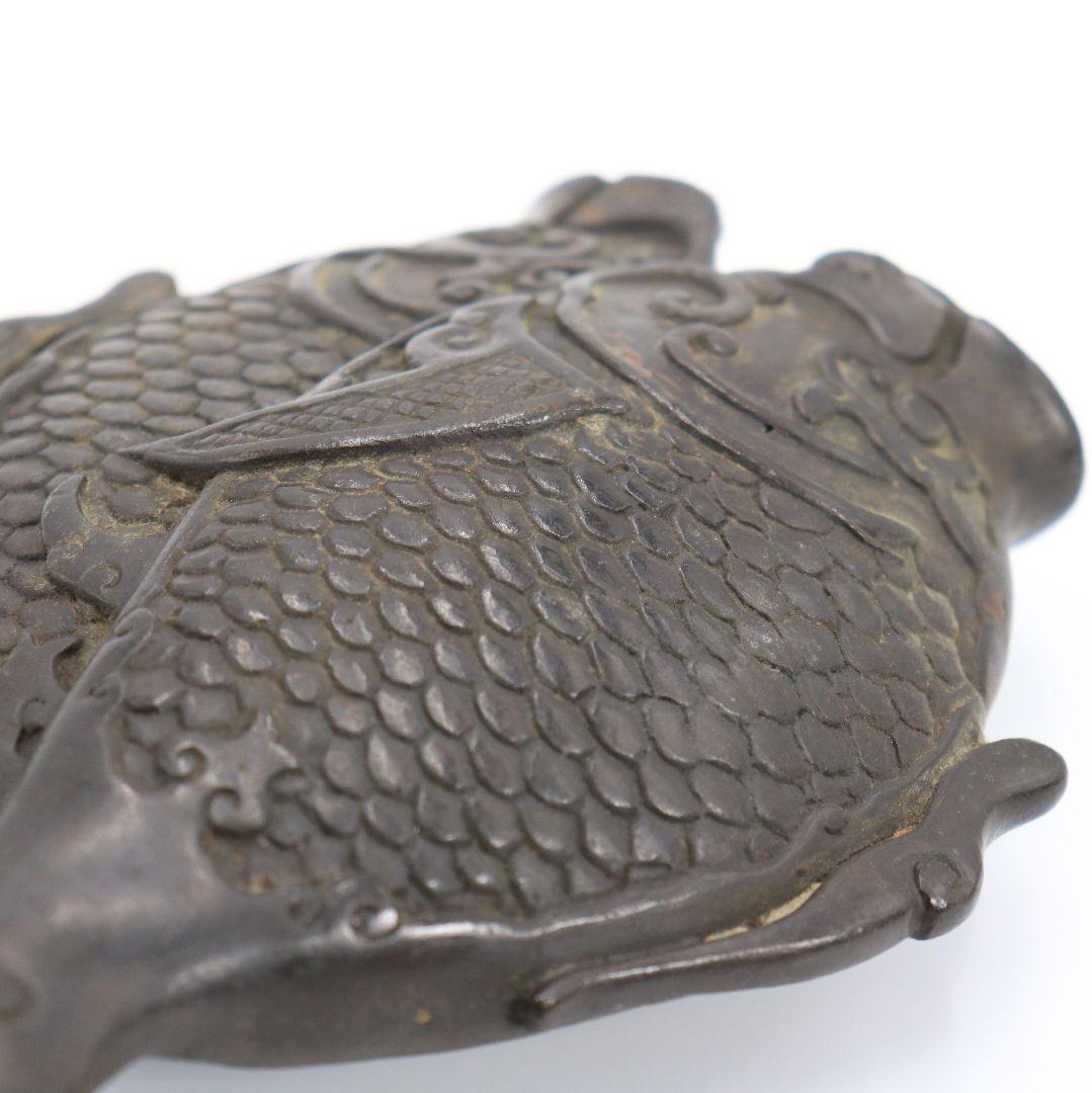 中国 古銅製 双魚花入 花器 花生 魚文 銅器　N64