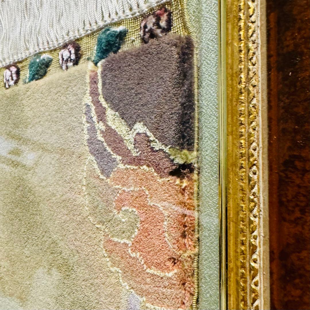 中国美術 手織り シルク 段通 緞通 天女 手織り絨毯 飾り 額付き 骨董