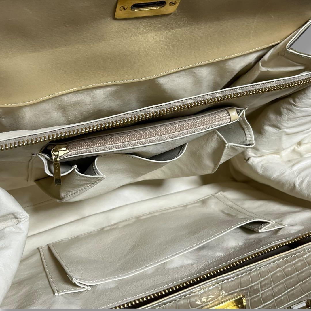 シャイニング クロコダイル フォーマル ハンドバッグ