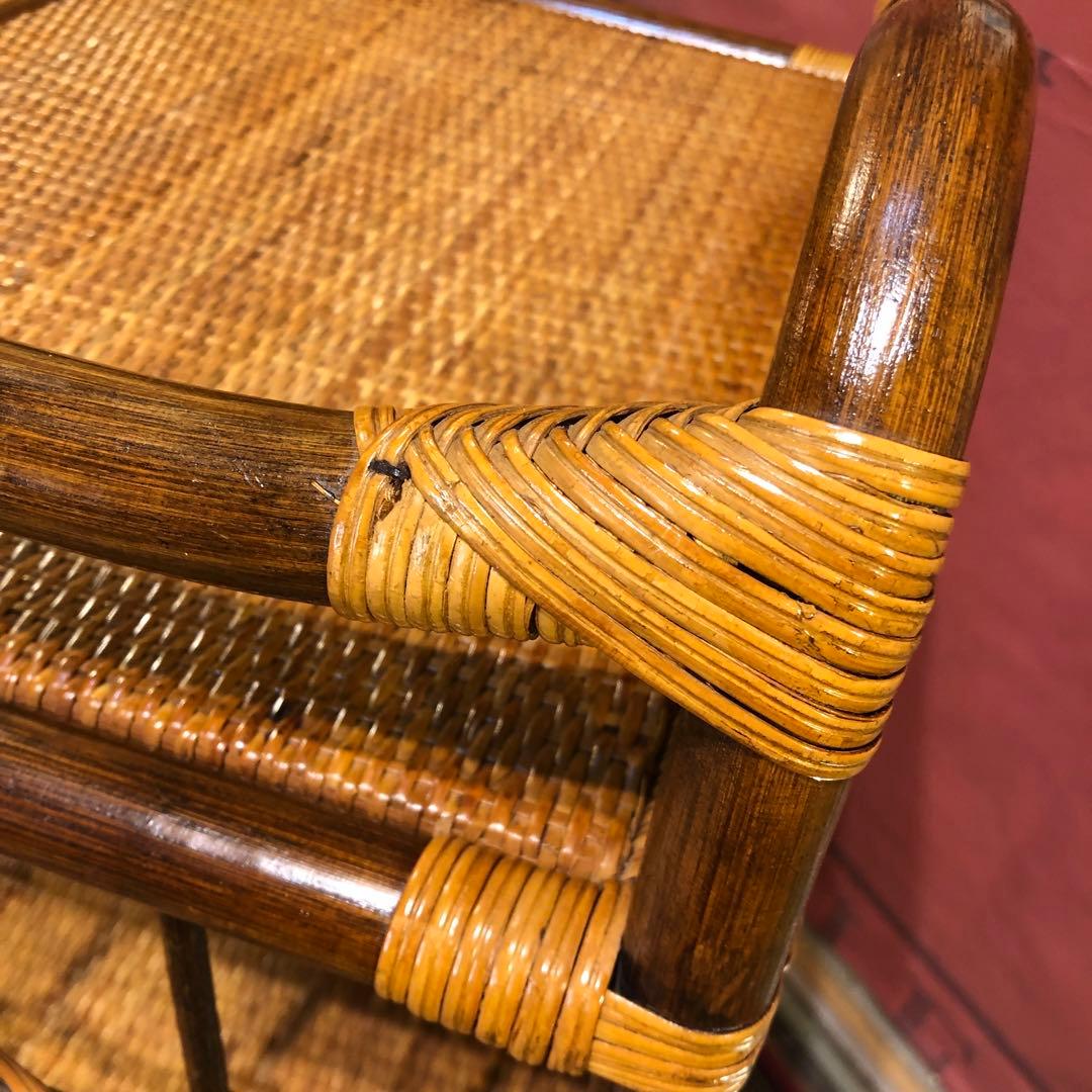 Sale 昭和レトロ　ビンテージ　オールドラタン　オープンシェルフ　三段ラック