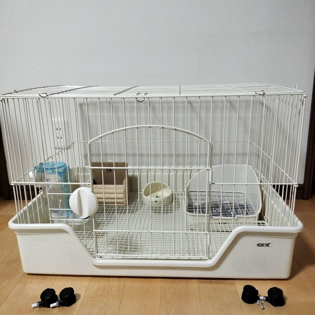 兎用ケージ 小物付(スターターキット、介護用にも)大きめ、段差少ないフラット70