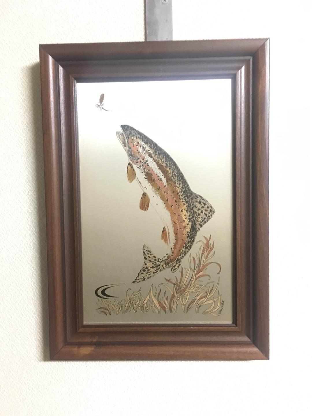 絵画 彫刻  金属製  鱒⁈ フィッシング⁈