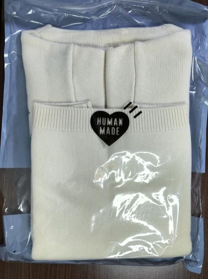 HUMAN HOPE HEART KNIT SWEATER WHITE Mサイズ