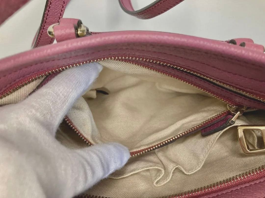 グッチ GGキャンバス レザー 2WAY ハンドバッグ ピンク