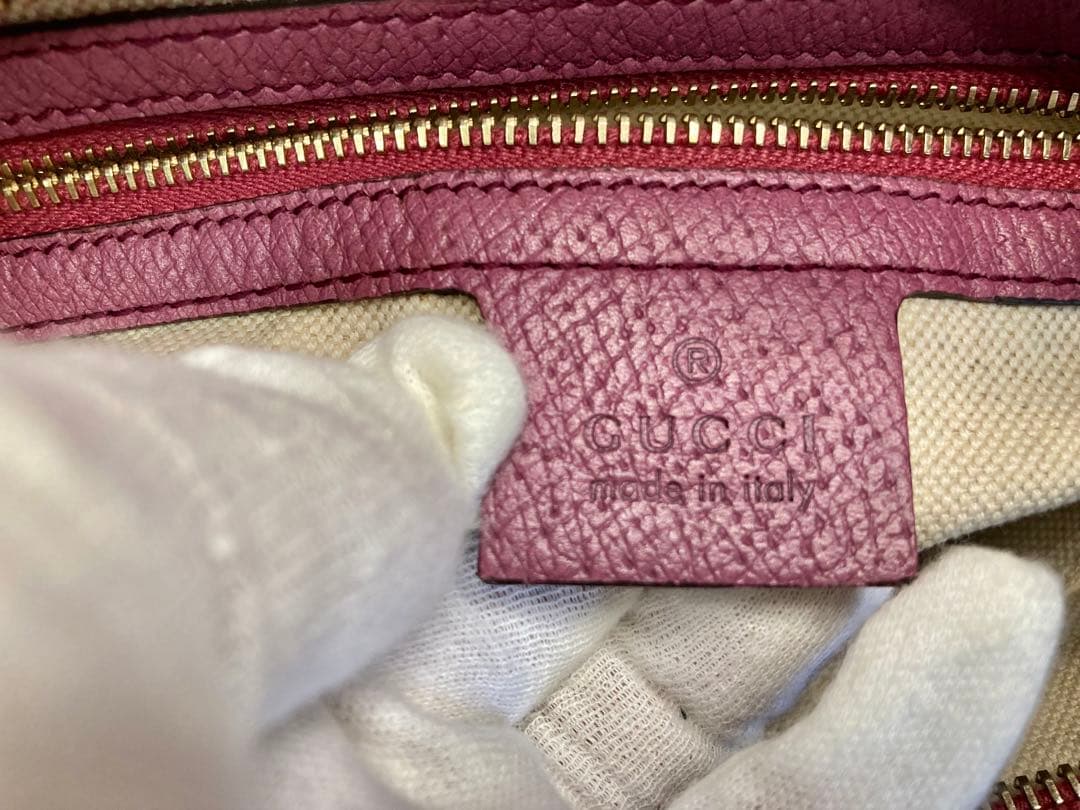 グッチ GGキャンバス レザー 2WAY ハンドバッグ ピンク