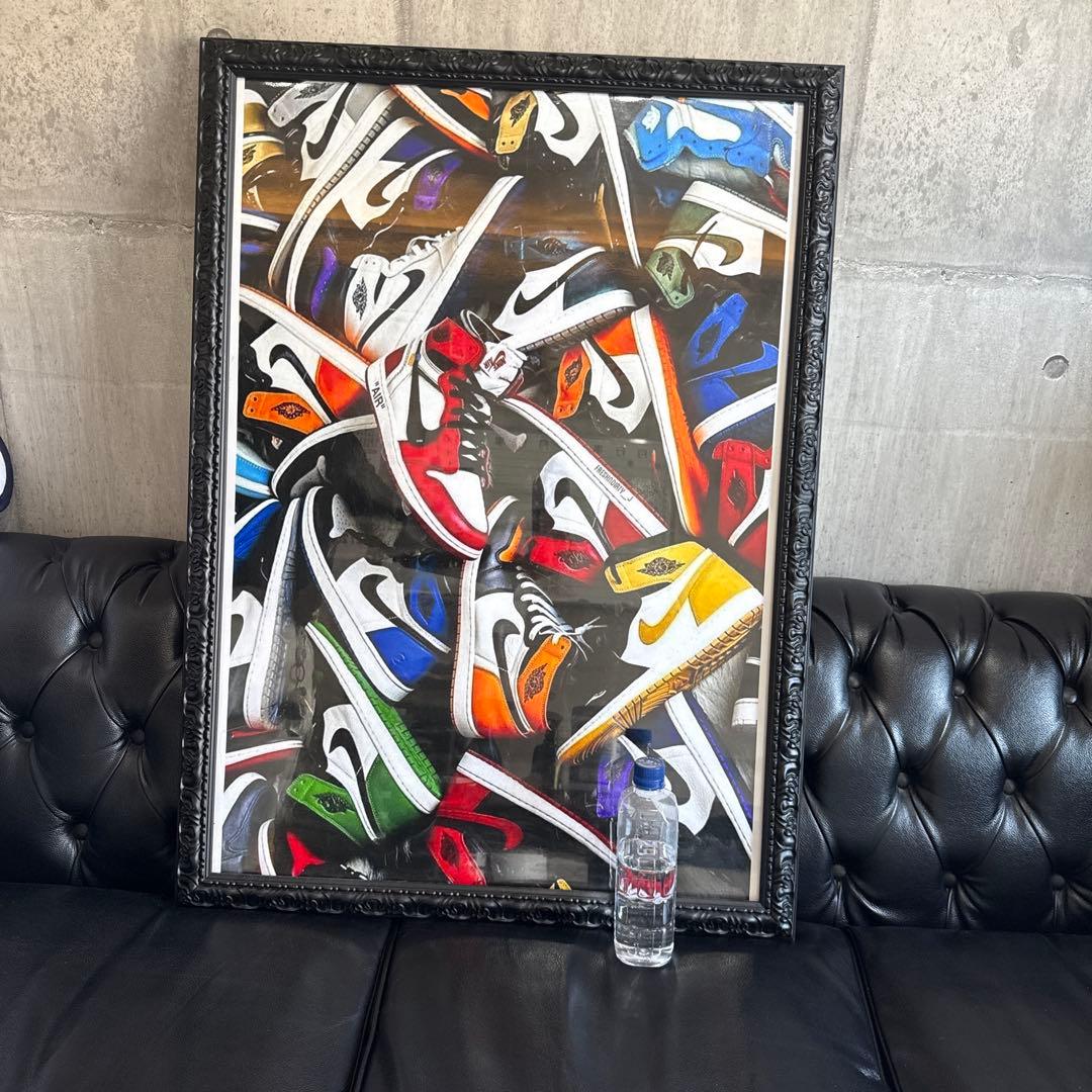 NIKEスニーカー好き‼️ポスターアンティーク&大判額縁Ａ１ 装飾的な写真額縁