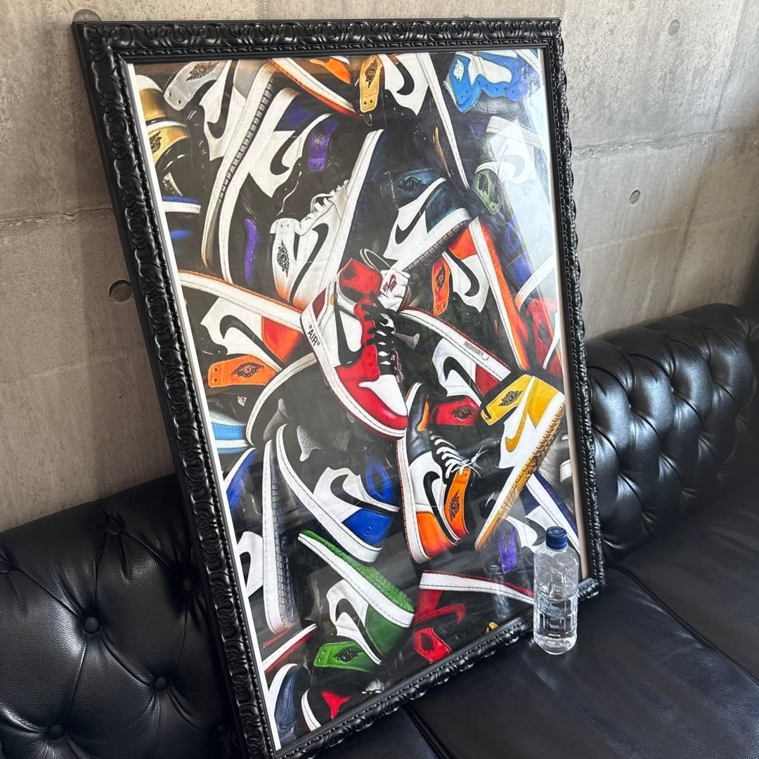 NIKEスニーカー好き‼️ポスターアンティーク&大判額縁Ａ１ 装飾的な写真額縁