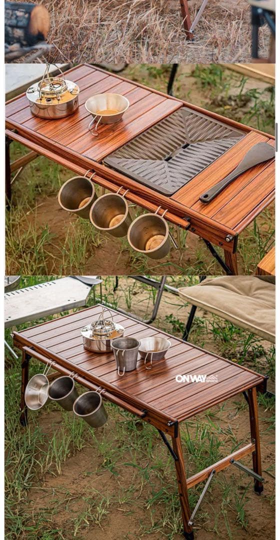 ONWAYフォールディング アルミigtローテーブル2セット+連結ブリッジ