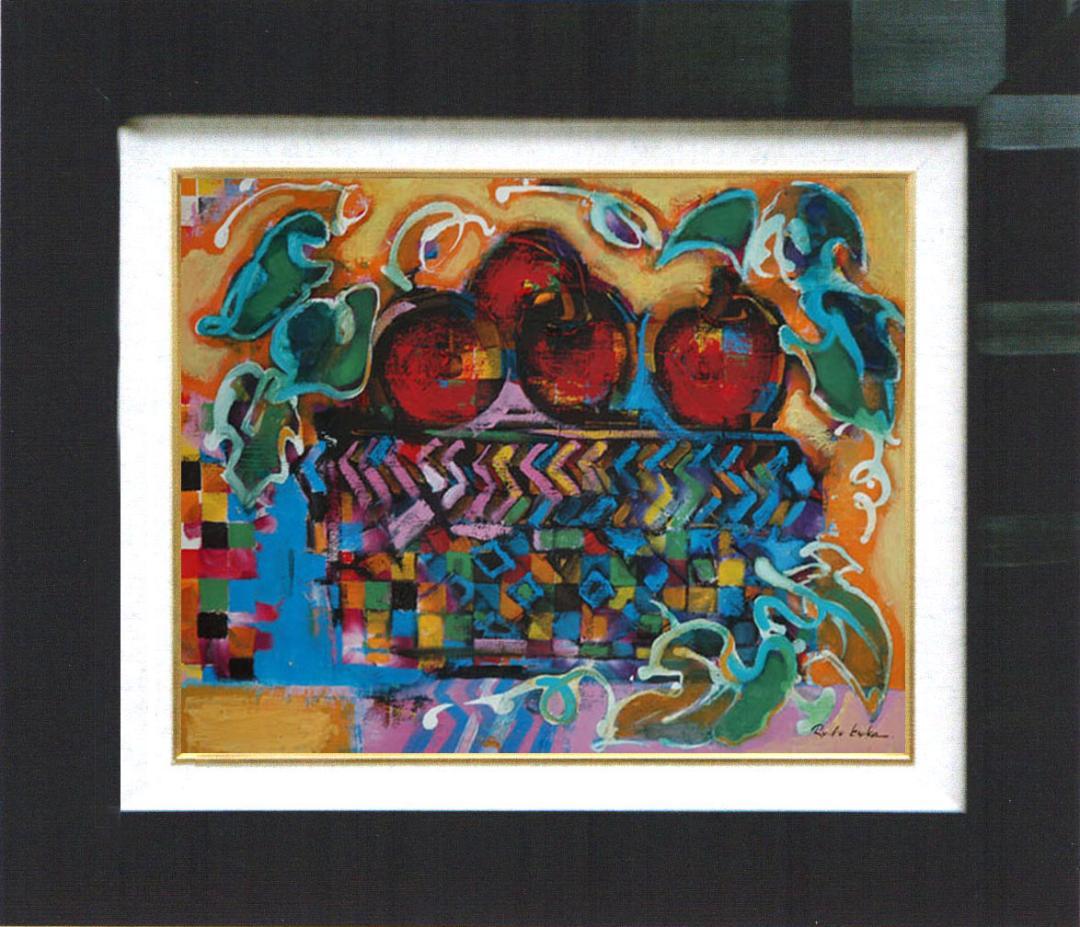 油絵 菅家令子 絵 絵画インテリア 額付(白) uF6-051110 静物 果物