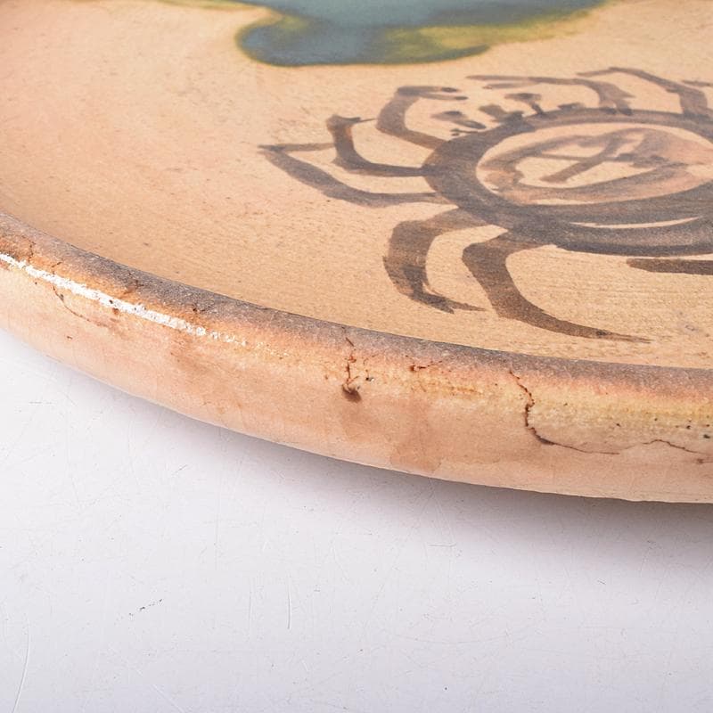 あ 　織部焼　蟹文　平丸皿　共布　黒田陶々庵極め箱　M　R8740B