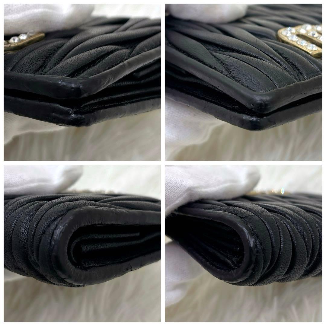 ミュウミュウ♡折り財布 クリスタル ビジュー マテラッセ ブラック