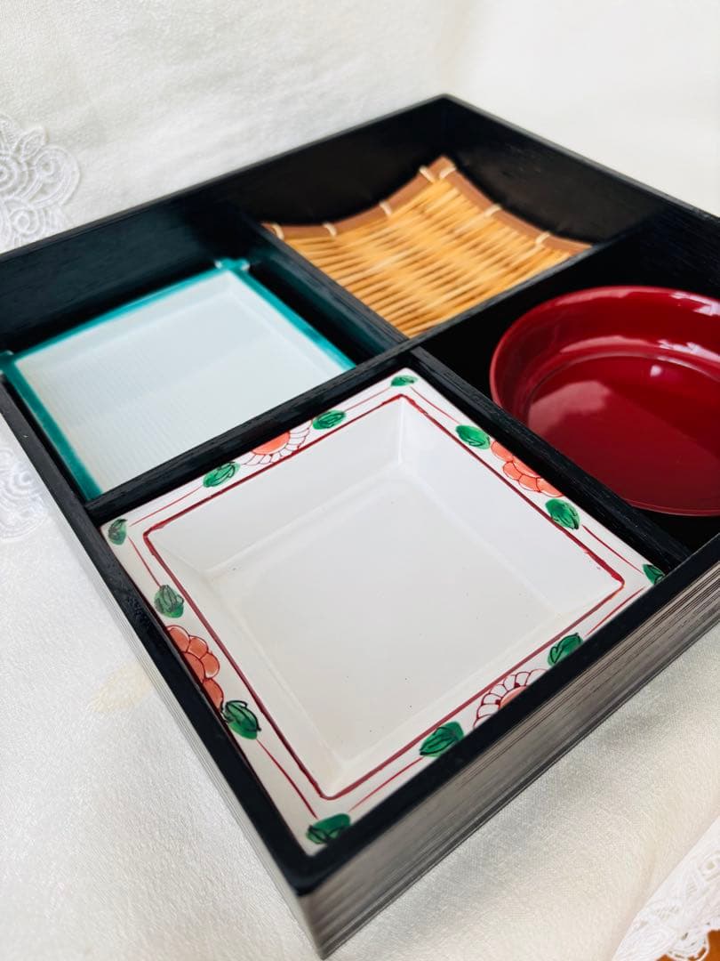 松花堂弁当箱5客セット　外木箱入