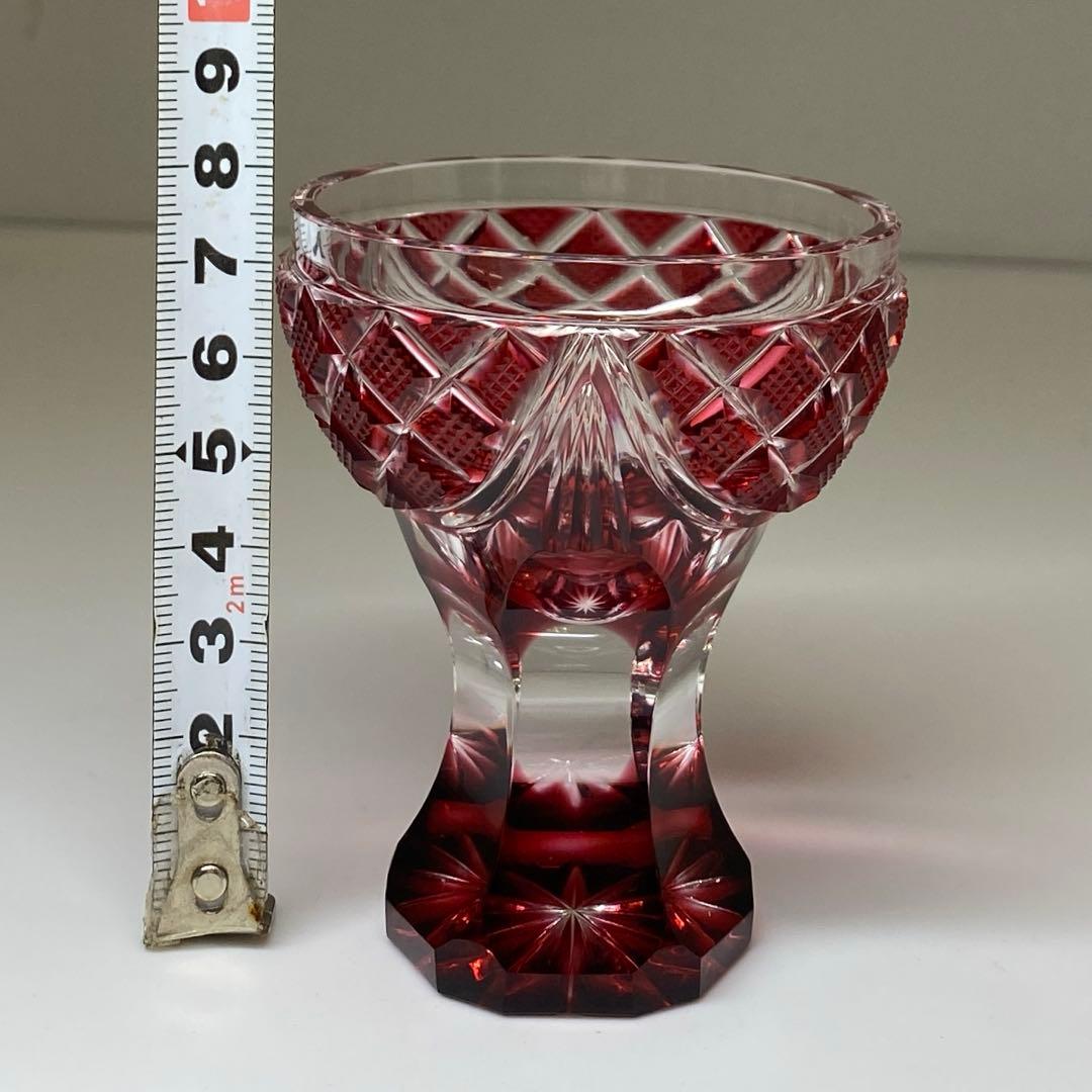 専用島津磯斉 薩摩切子馬上杯 共箱高さ7.8cm東キ7-0902☆1F トカヒサ