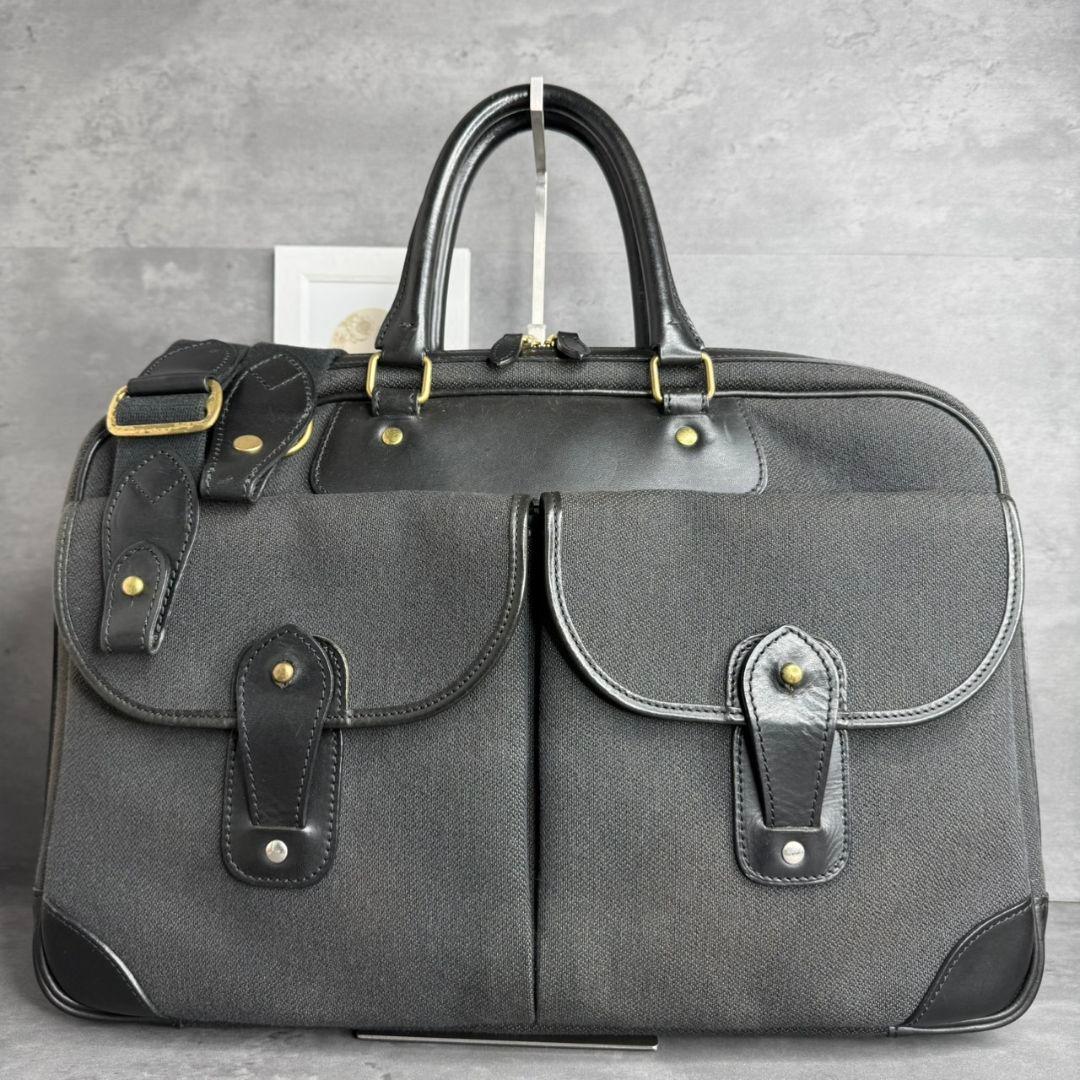 【入手困難】万双 レザー キャンバス コンビ 天ファスナー ブリーフケース