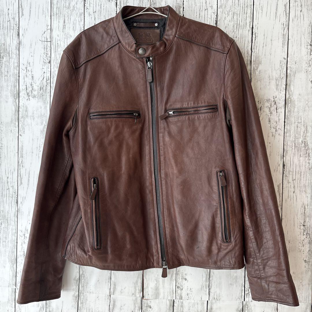 Myday公式アカウント01 COACH シングルライダースジャケット　M