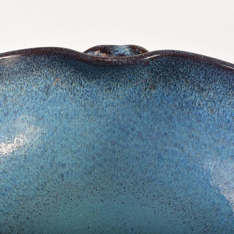 中国　鈞窯　窯変　澱青釉　双耳鉢　C　6906