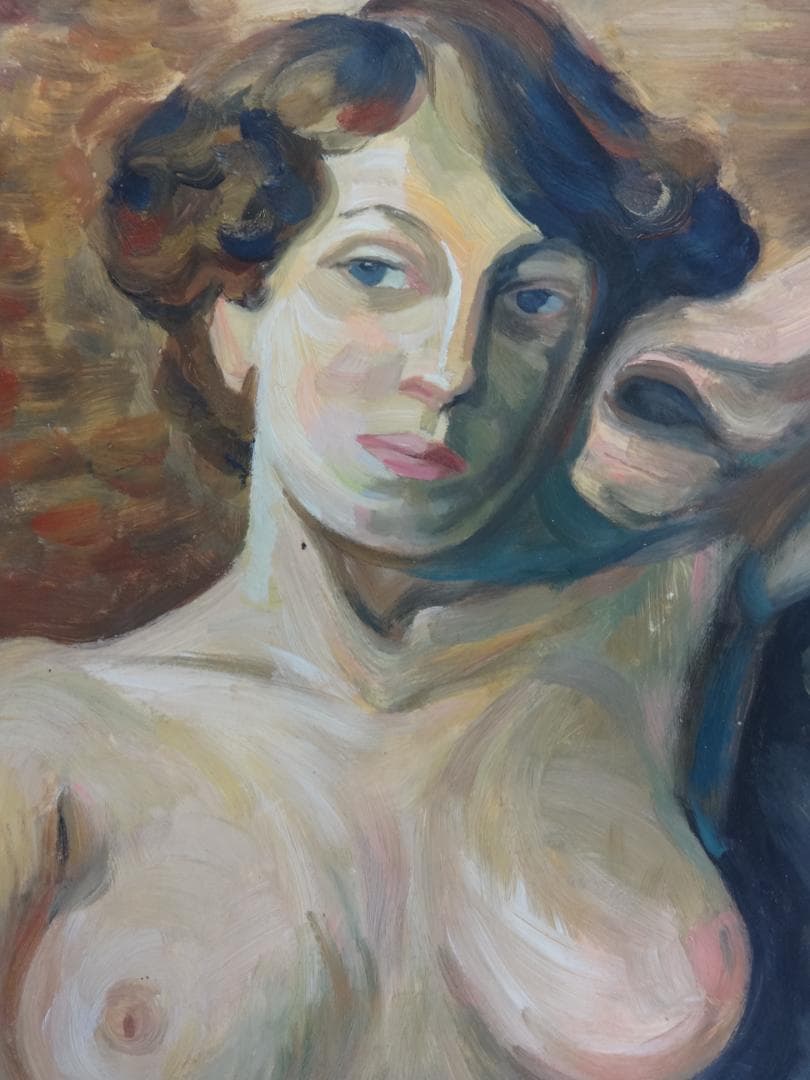 小磯 良平 裸婦画 肖像画 1959年 肉筆油彩画 ・紙本著色・美人画・額装・