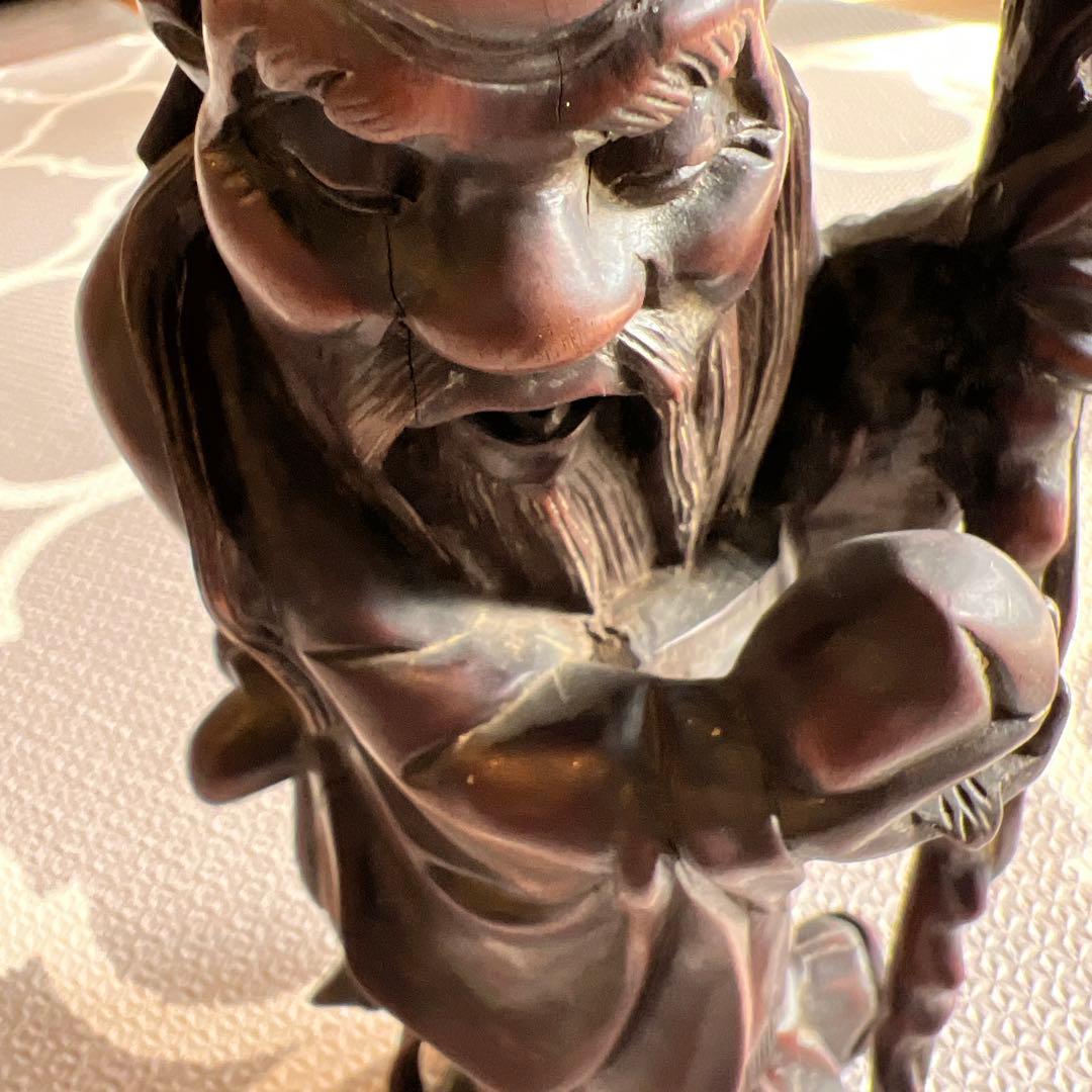 中国の道教の長寿神である寿老人　福禄寿　木彫り