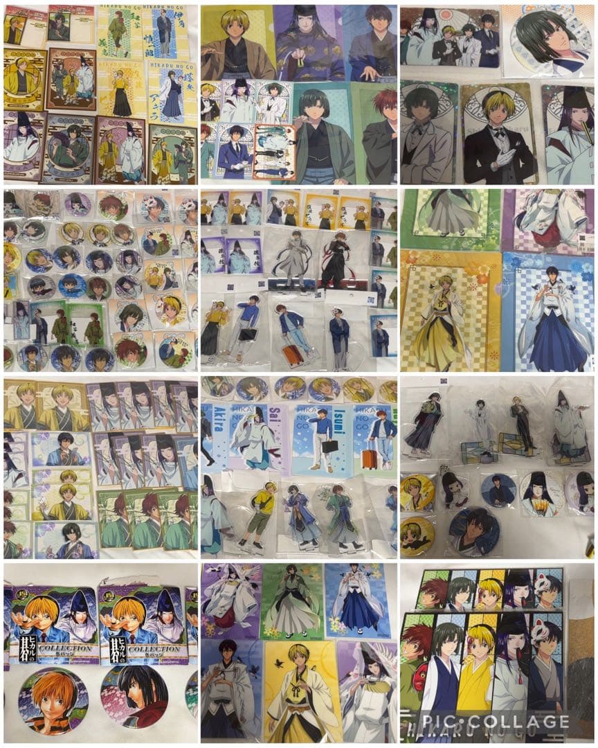 ヒカルの碁　小畑健　花鳥風月　塔矢アキラ　ヒカル　佐為　缶バッジ　くじ　歌絵巻