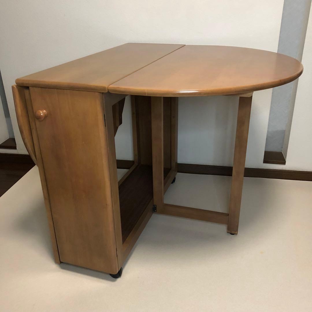 北欧レトロ 木製バタフライテーブル ダイニングテーブル 折りたたみ椅子