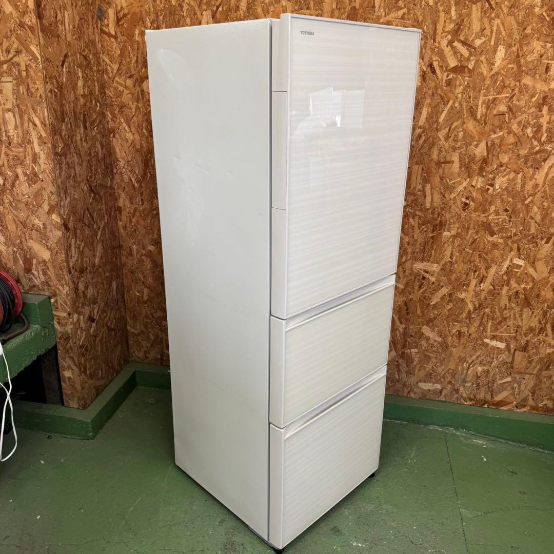 326★2019年製★東芝　冷蔵庫　大型　3ドア　自動製氷　ガラス扉　300L