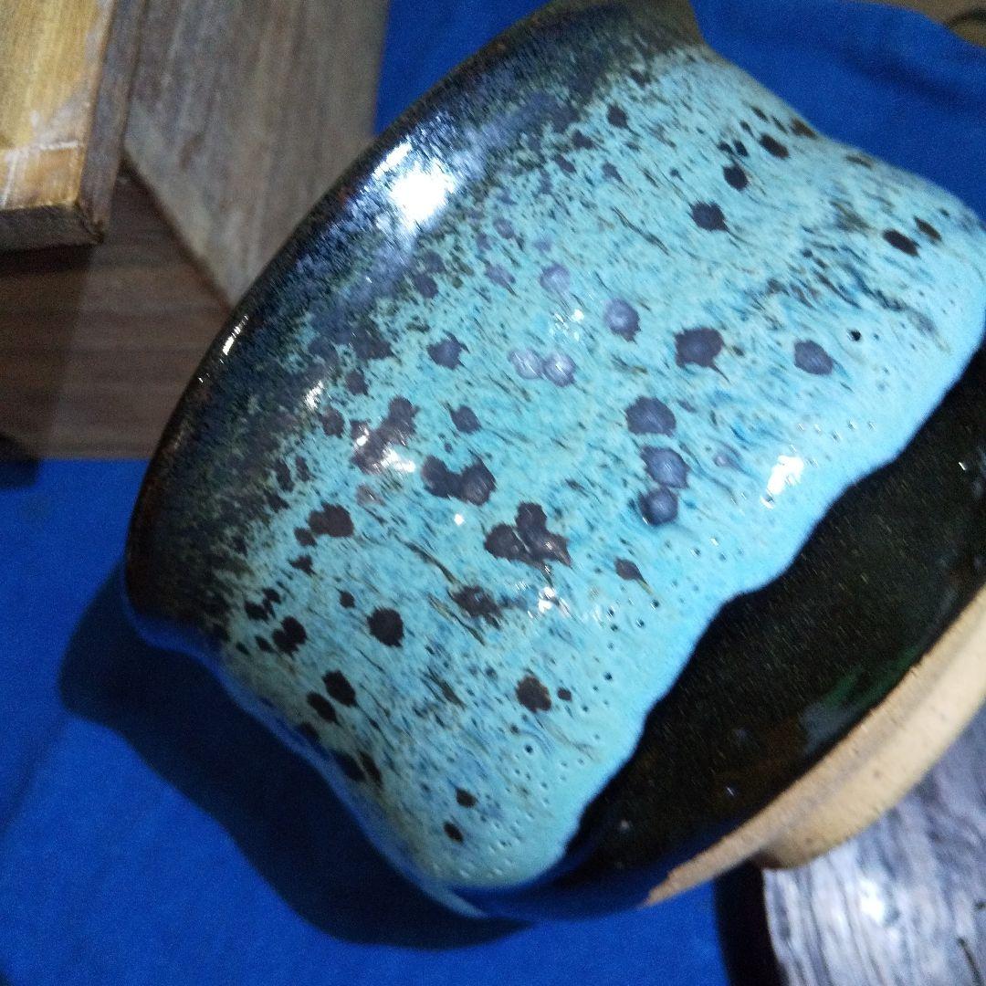 上野焼 高鶴窯 高鶴夏山 油滴天目 抹茶茶椀 共箱付 1955年作