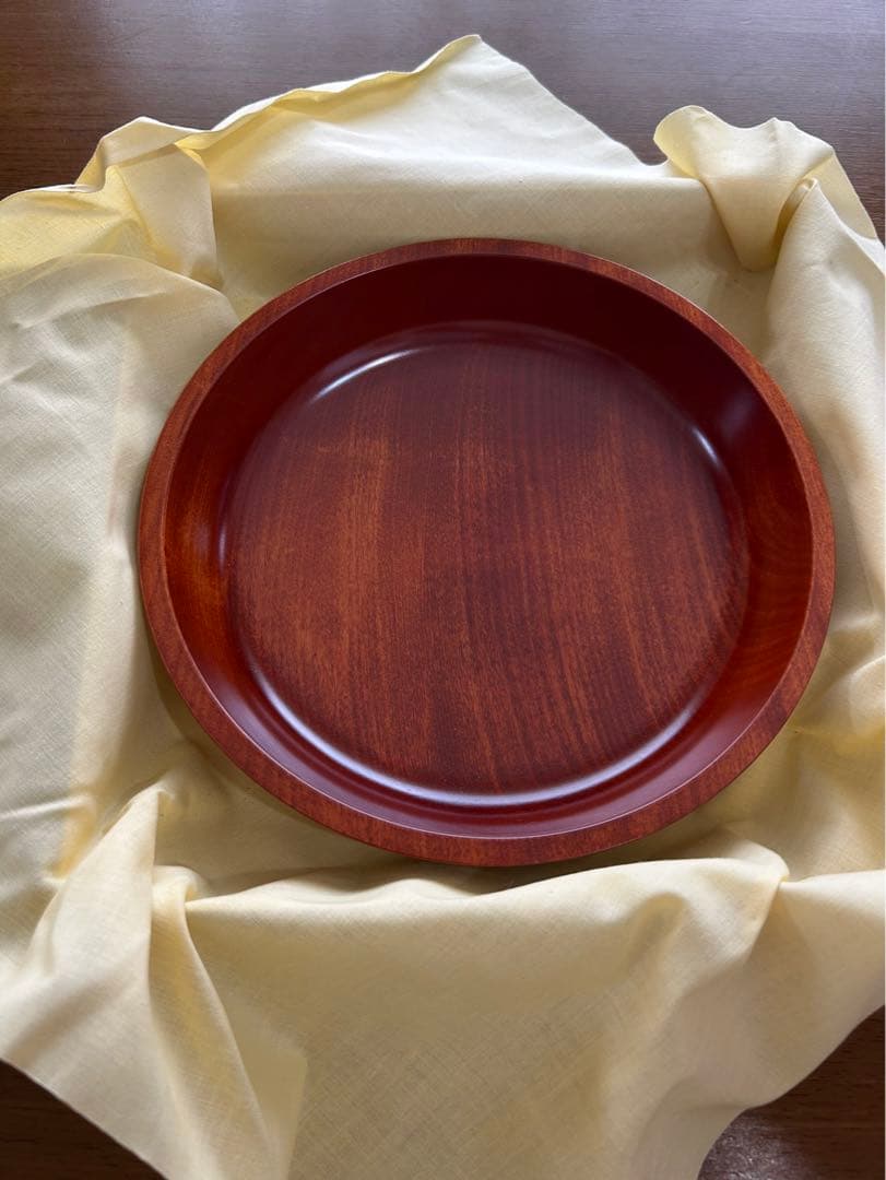 金山屋矢橋工房　漆塗り木製菓子器 丸型 赤褐色