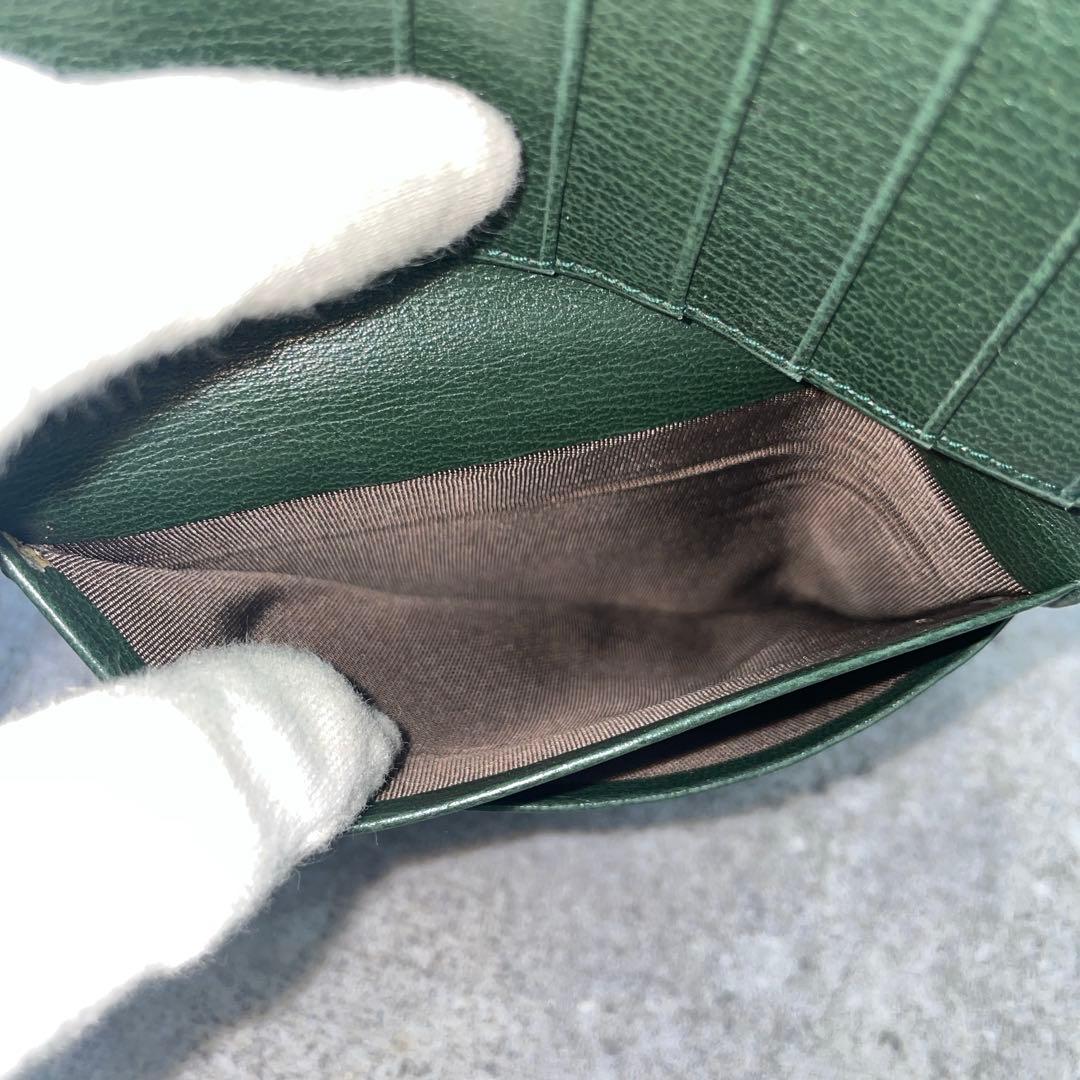 【極美品】LOEWE ロエベ 折り財布 レザー 緑 グリーン エンボスロゴ