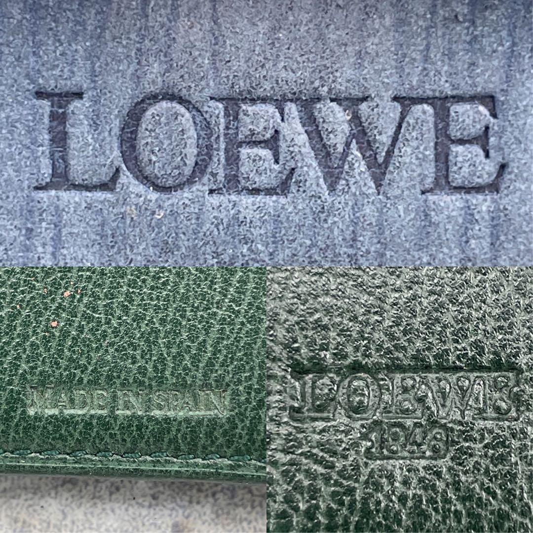 【極美品】LOEWE ロエベ 折り財布 レザー 緑 グリーン エンボスロゴ
