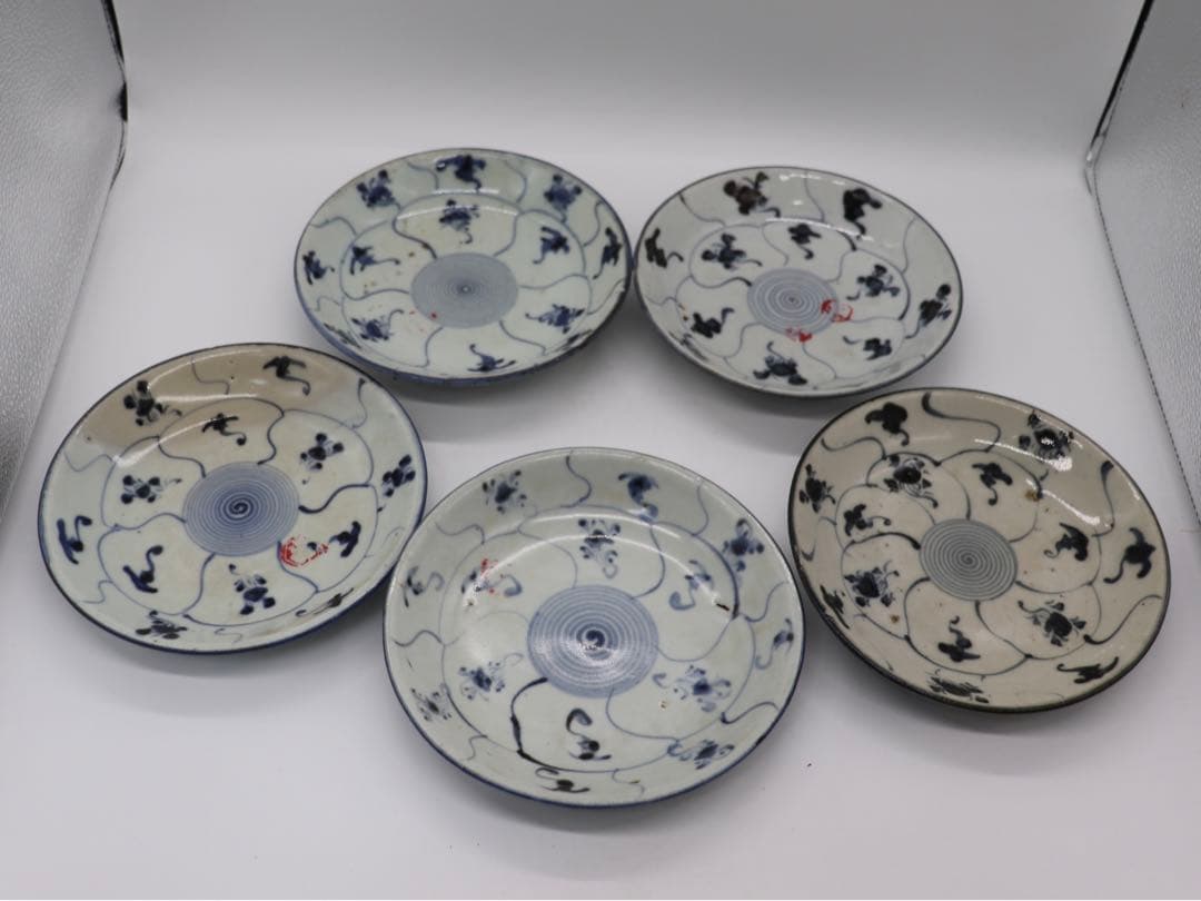 中国　清時代　染付大皿5点　アンティーク　送料込み0122