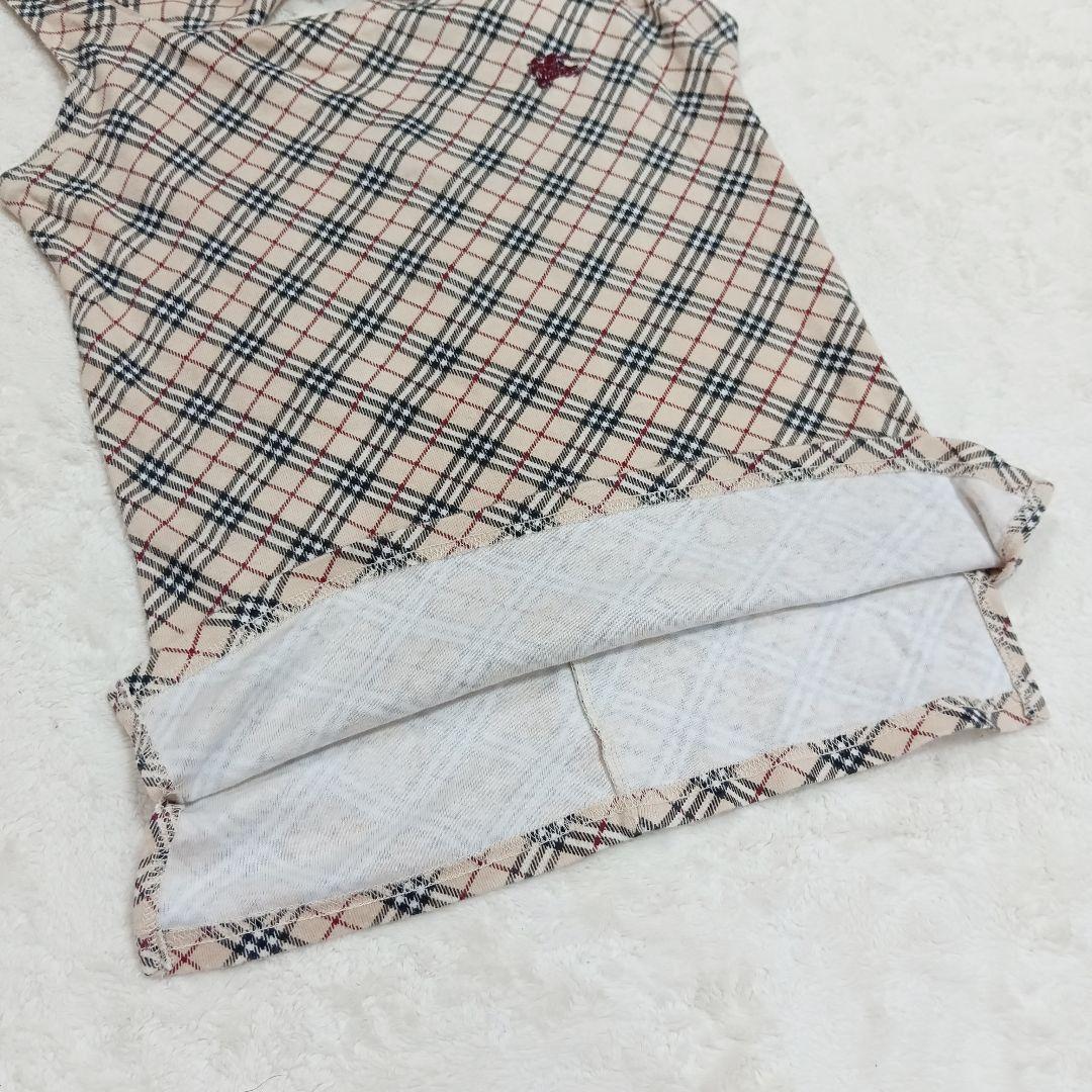 バーバリーブルーレーベル ノバチェック柄タンクトップ 背中リボン 38