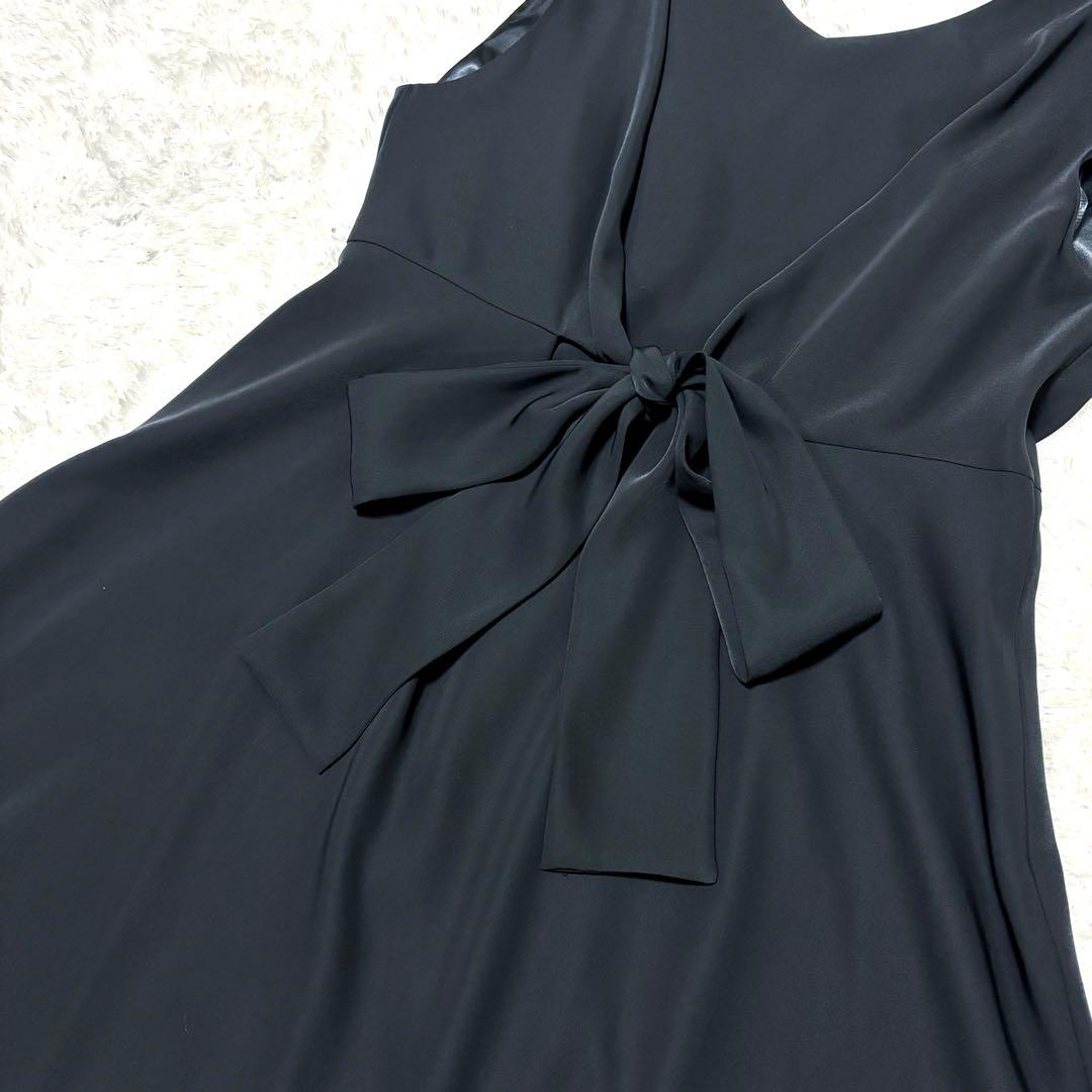 ストロベリームーン　LA COUPE リボン プリーツ 光沢 ブラック