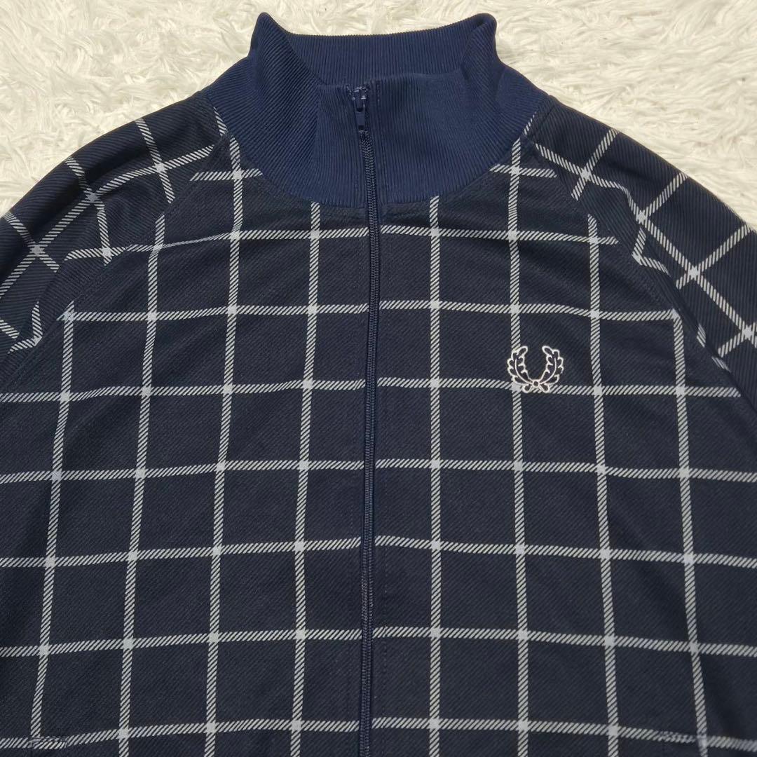 希少✨FRED PERRY 80s トラックジャケット　格子柄　ネイビー　L