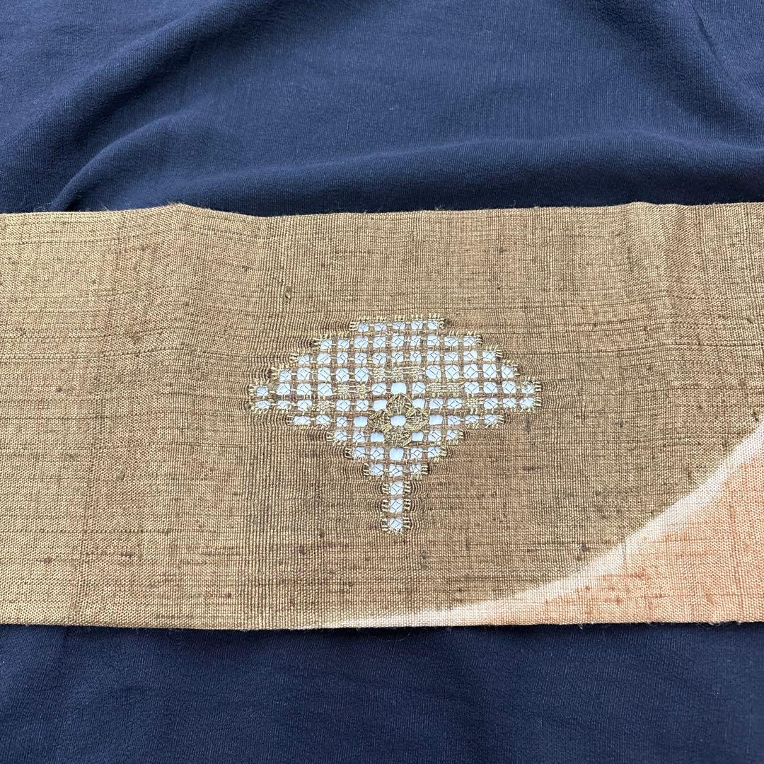 生紬 汕頭刺繍 名古屋帯 未使用 ご購入者❣️