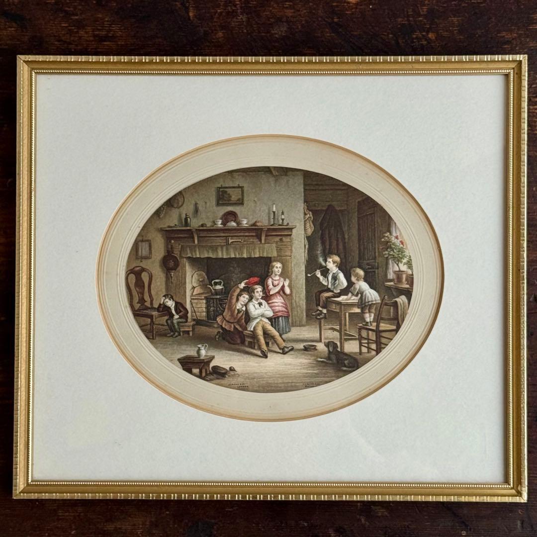 ル・ブロンド社 1910年代 楕円アートプリント 額装済み32枚楕円シリーズ