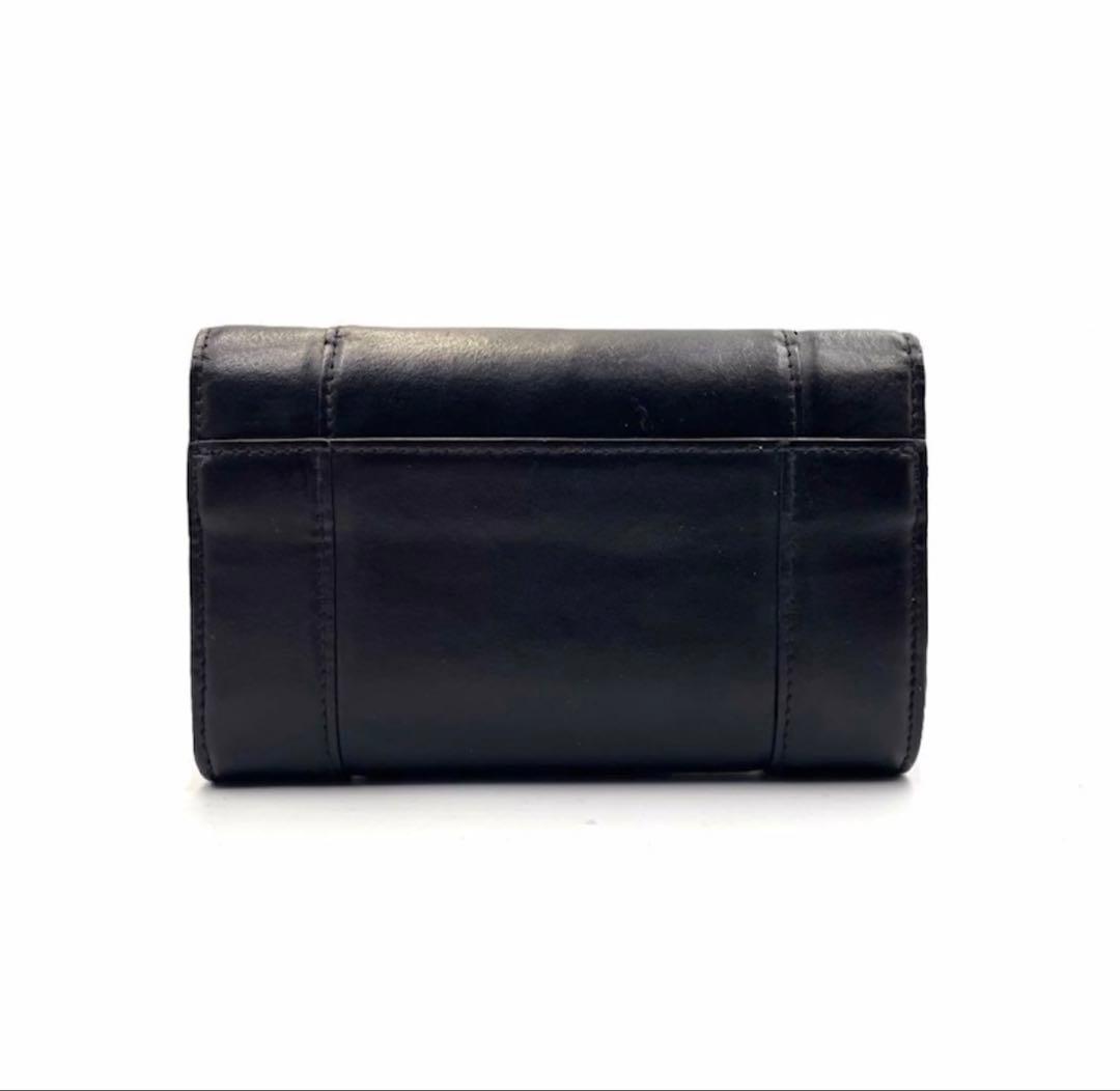 《超美品》バレンシアガ 二つ折り財布 ロゴ金具 本革 レザー ゴールド金具 黒系