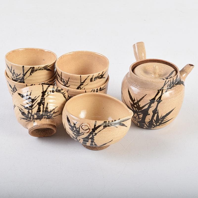 煎茶道具　田能村直入道人画　竹文　茶器揃　M　R9464