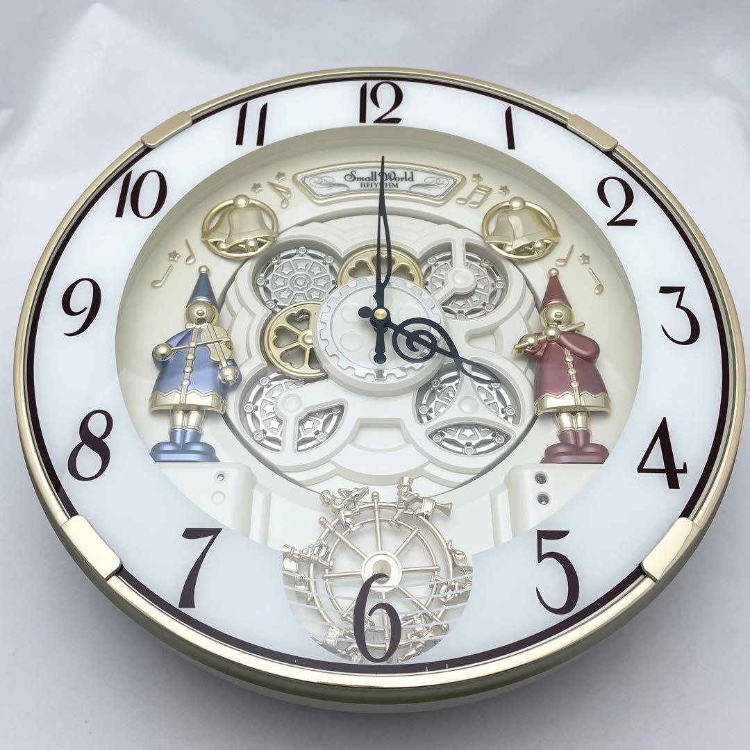 【訳あり】からくり電波時計 スモールワールド 4MN490RH リズム時計