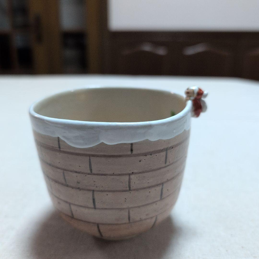 茶道具　抹茶茶碗　筒茶碗　煙突サンタ　クリスマス　東山深山　色絵　栞　化粧箱入