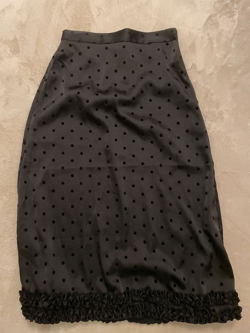fekete ドットフリルスカート