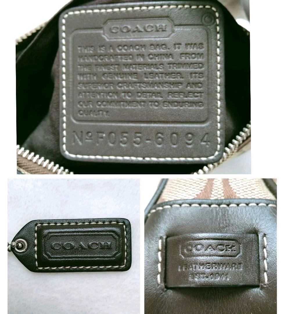 コーチ アクセサリーポーチ ハンドバッグ キャンバス レザー シグネチャー