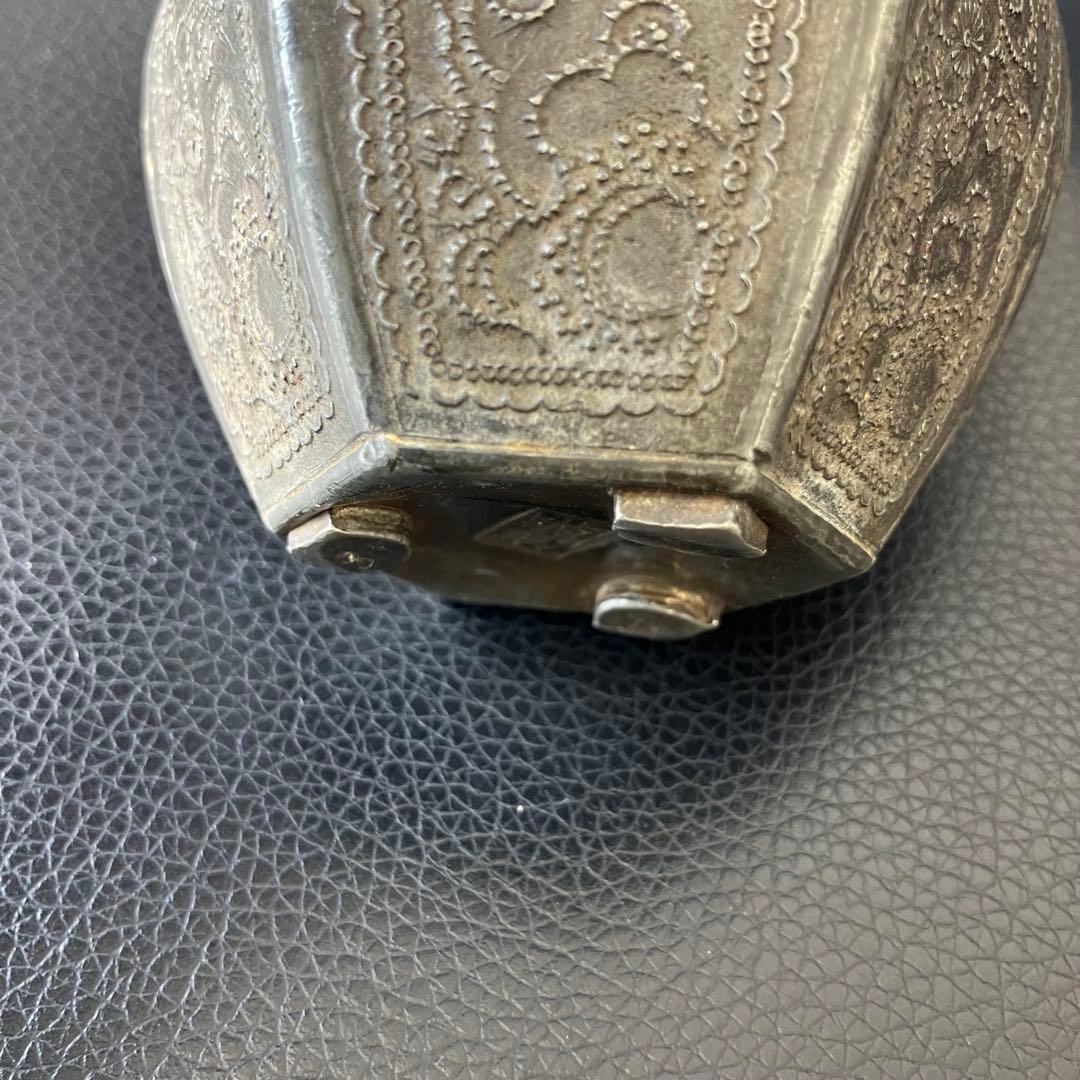 中国美術 茶道具 錫製 茶葉入れ 點銅 古錫製 六角大茶入茶壷