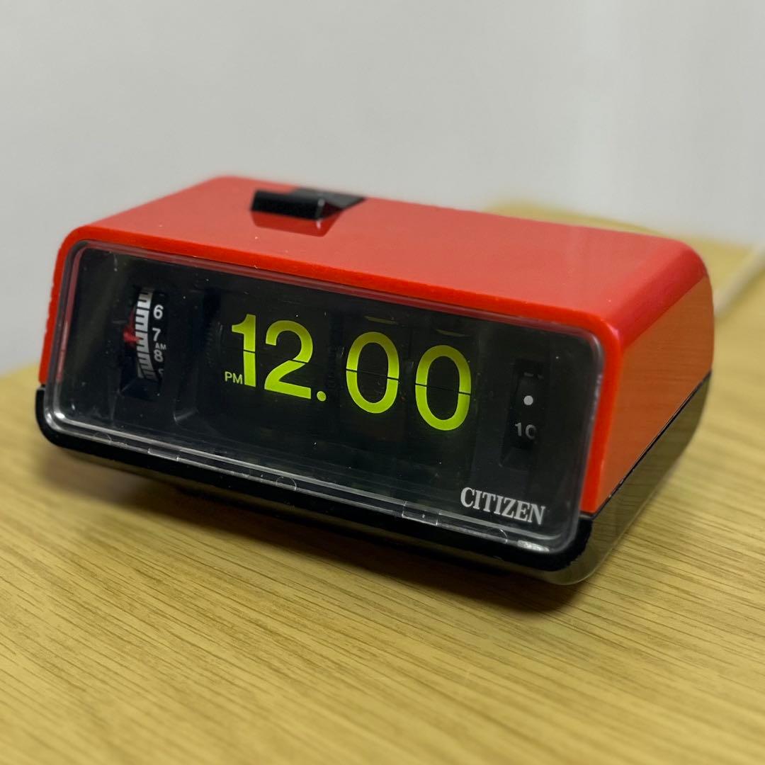 【整備済み動作正常】 CITIZEN パタパタ時計 ハイリーフ・カーチス 赤色