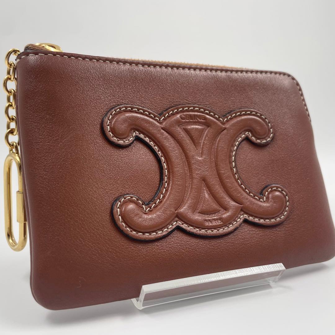 【✨美品】セリーヌ ケース キュイル トリオンフ キーリング付 ブラウン