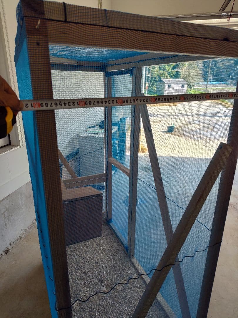 大型ケージ 木製フレーム 青メッシュ