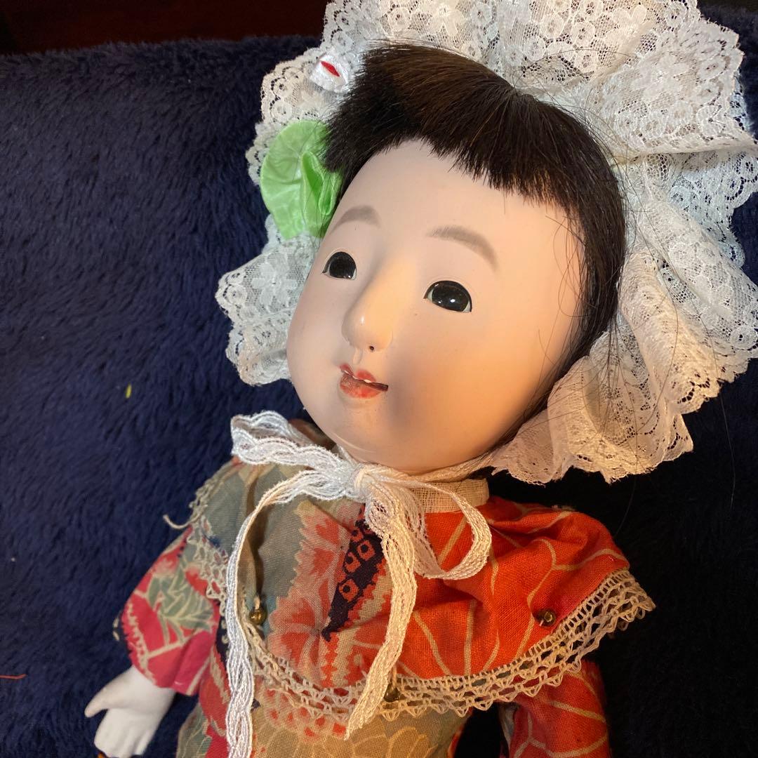 古い　市松人形　英山作　大正時代　４０ｃｍ