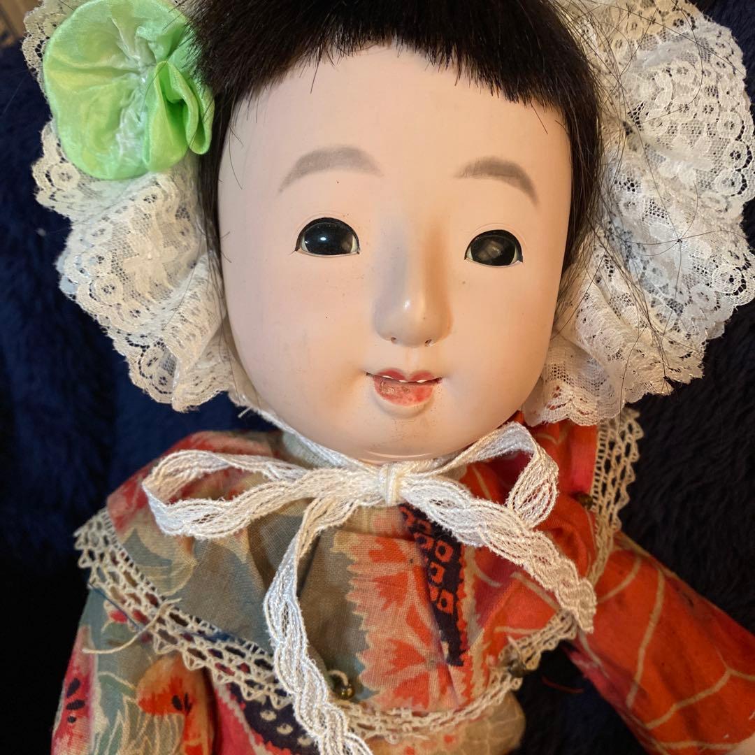 古い　市松人形　英山作　大正時代　４０ｃｍ