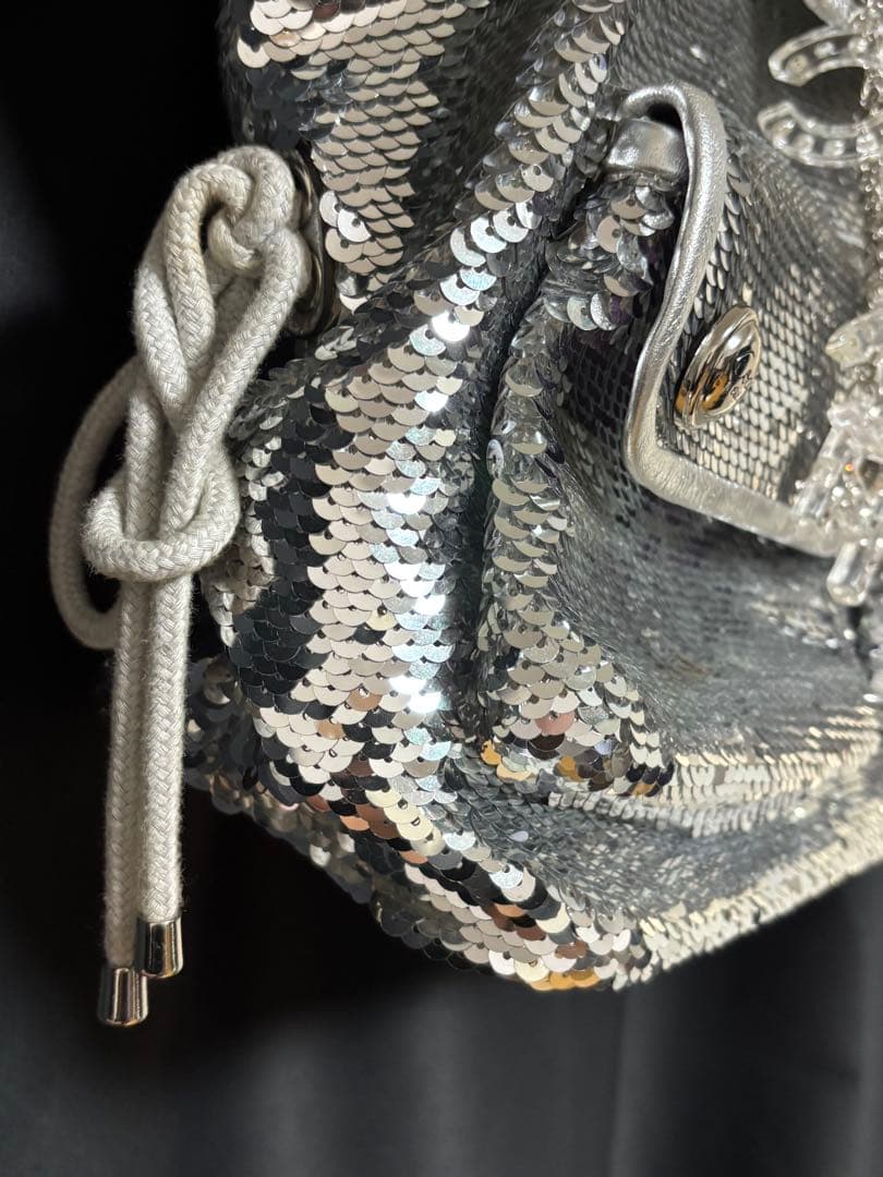 COACH コーチ ポピー ショルダーバッグ スパンコール シルバーPOPPY